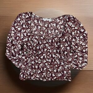 Abercrombie & Fitch Top Blouse Sweetheart Neck Floral Long Sleeve Women Sz M